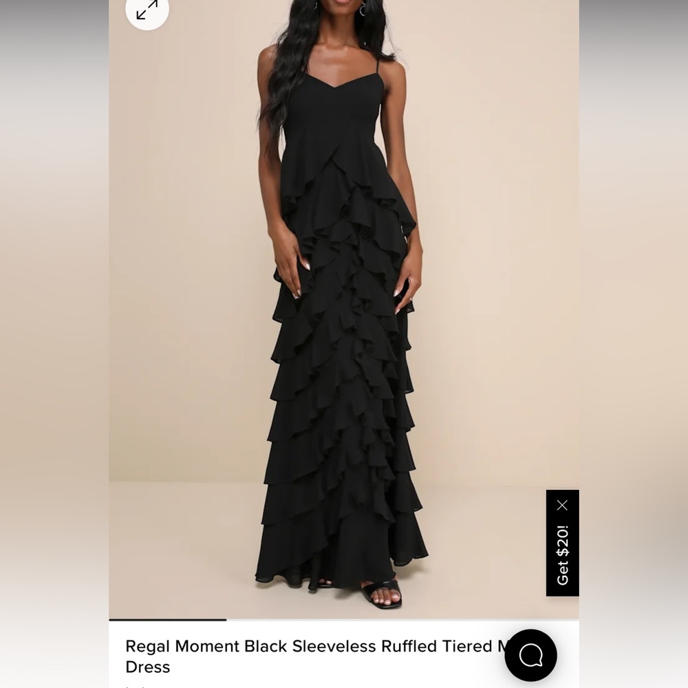 Lulus Regal Moment Black Sleeveless Ruffled Tiered Maxi Dress